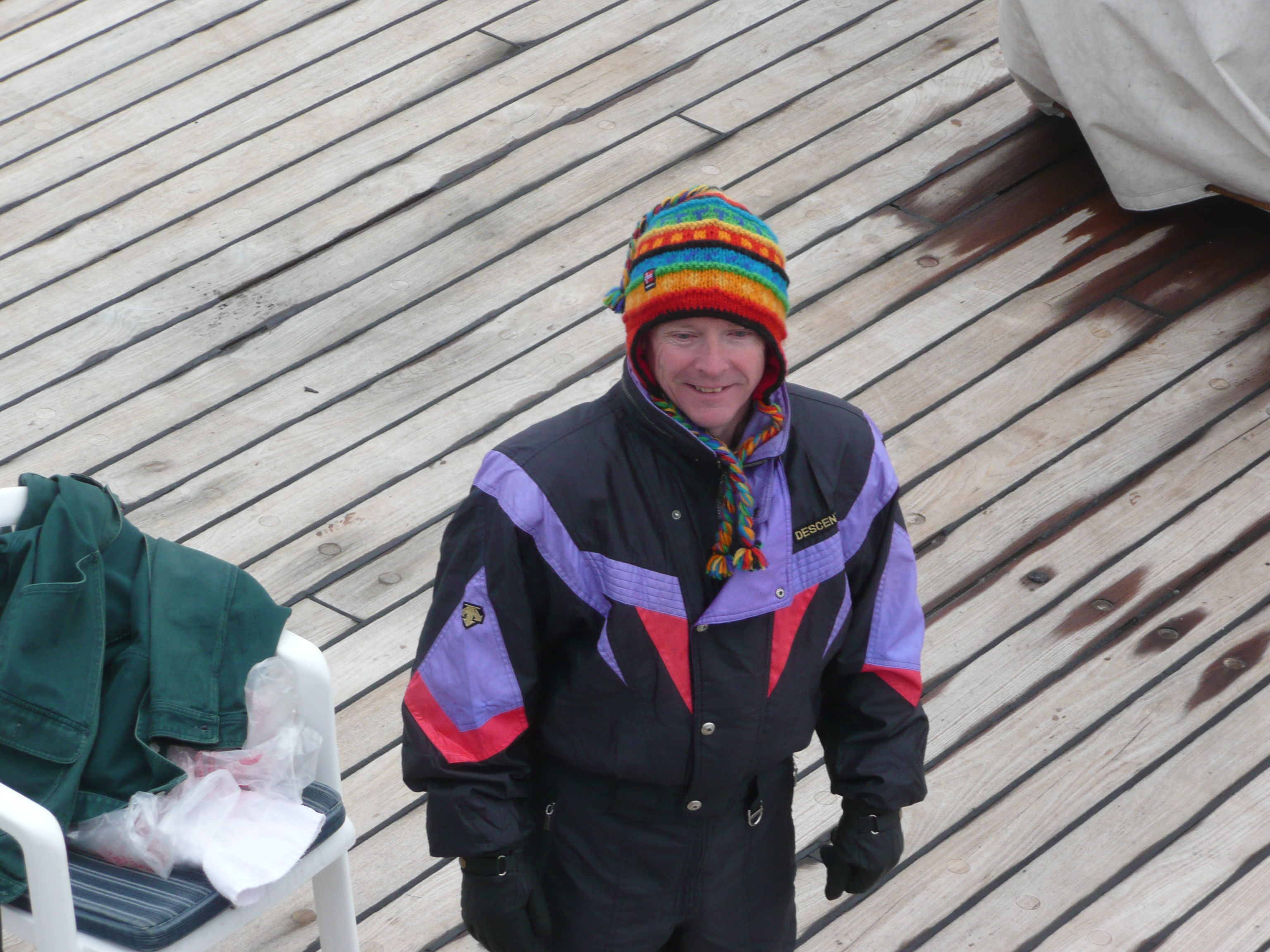 Phill in ski suit and Norwegian hat