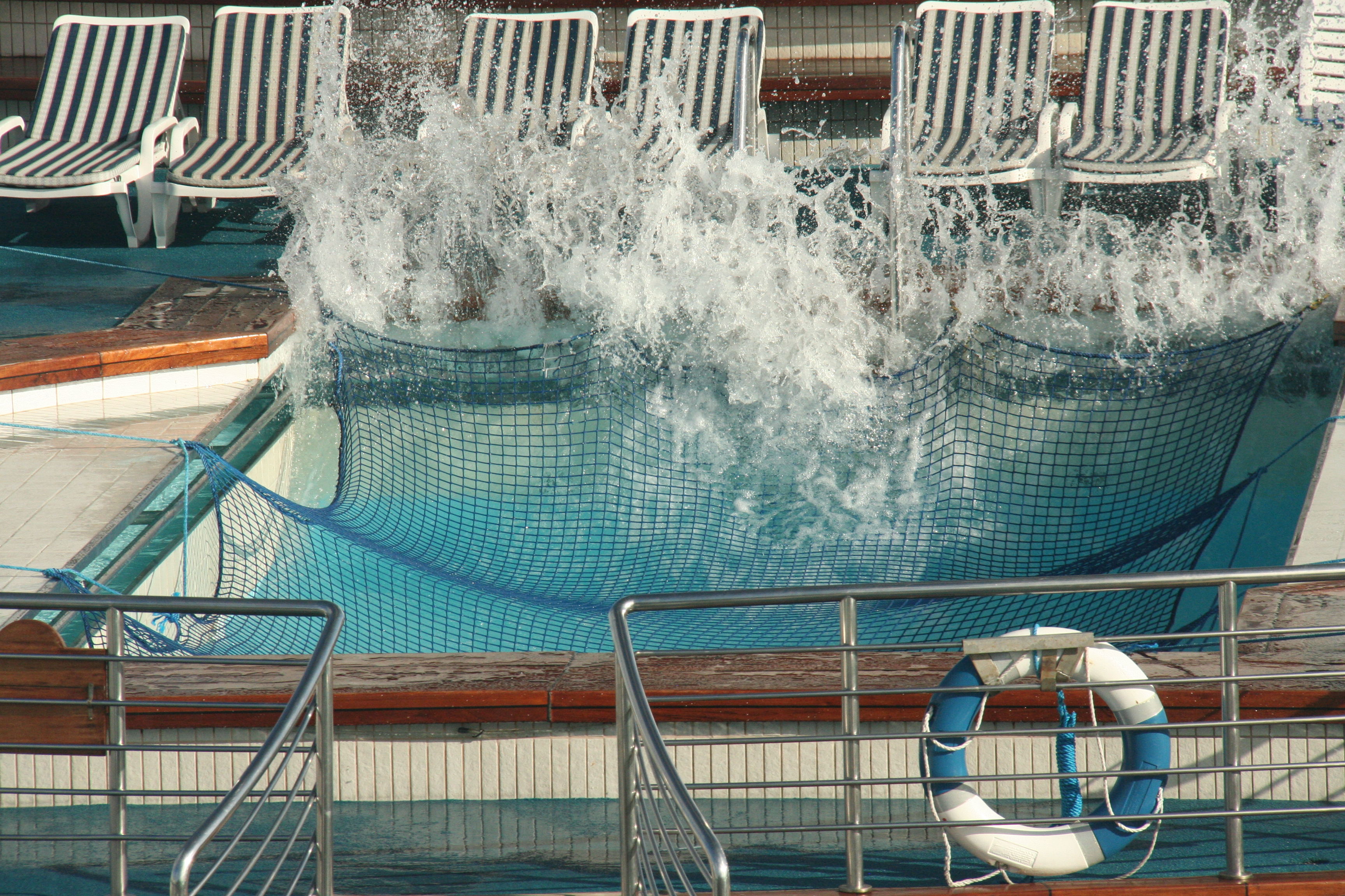 The sea was a bit rough and the swimming pool followed suit!